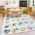 Kids Rugs for Playroom, 5x7 Feet Educational Rug for Learn The ABC Alphabet, Soft Machine Washable Non-Slip Cute Cartoon Animals Carpet for Classroom Toddler Nursery Kids Room Decor, Blue