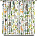 Cartoon Forest Kids Blackout Curtains,Cute Woodland Wild Animals Colorful Deer Plants Trees Print Pattern Thermal Insulation Window Drapes for Nursery Boys Girls Bedroom,White Background 52x84in