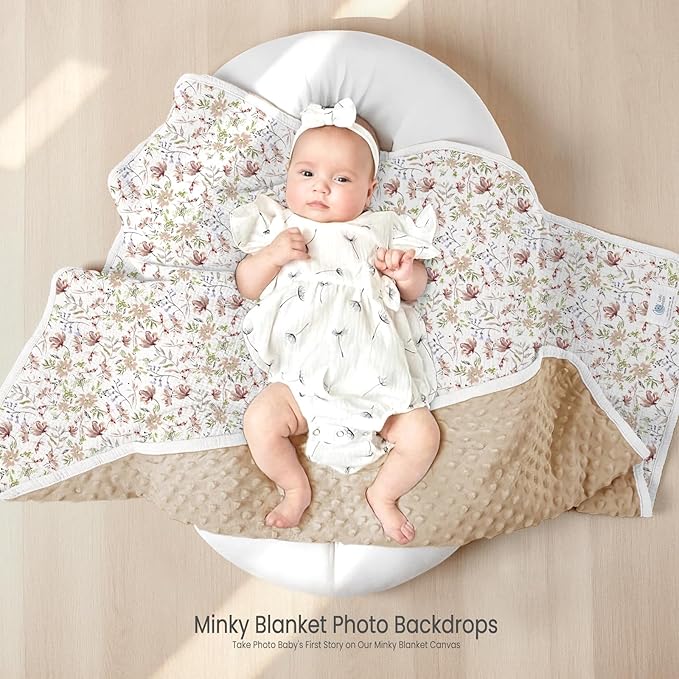 lulumoon Baby Blanket for Girls Floral: Soft Double Layer Minky Dot Backing - Warm Travel Stroller Blanket for Newborns 30"x40"(Floral)