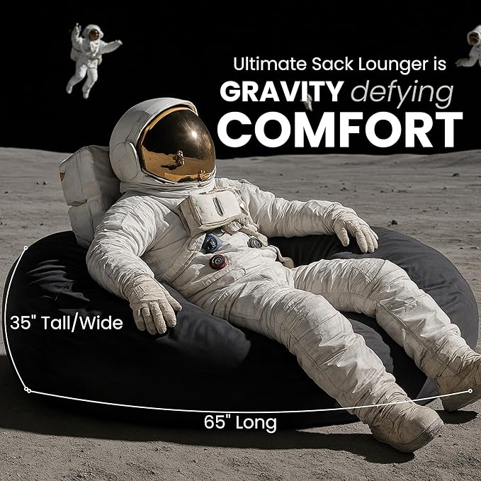 ULTIMATE SACK Lounger Bean Bag Chair, Oversize Bean Bag Chair for Adults, Comfy Chair Bean Bag Couch Lounge Sofa Loveseat Furniture | Purple Suede