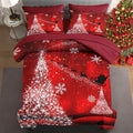 7 Pcs Full Size Christmas Comforter Set with 2 Pillowcases & 2 Shams, Glitter Pine Tree Bedding for Kids and Adults, Winter Elegant Snowflake Bed in a Bag with Flat Fitted Sheet