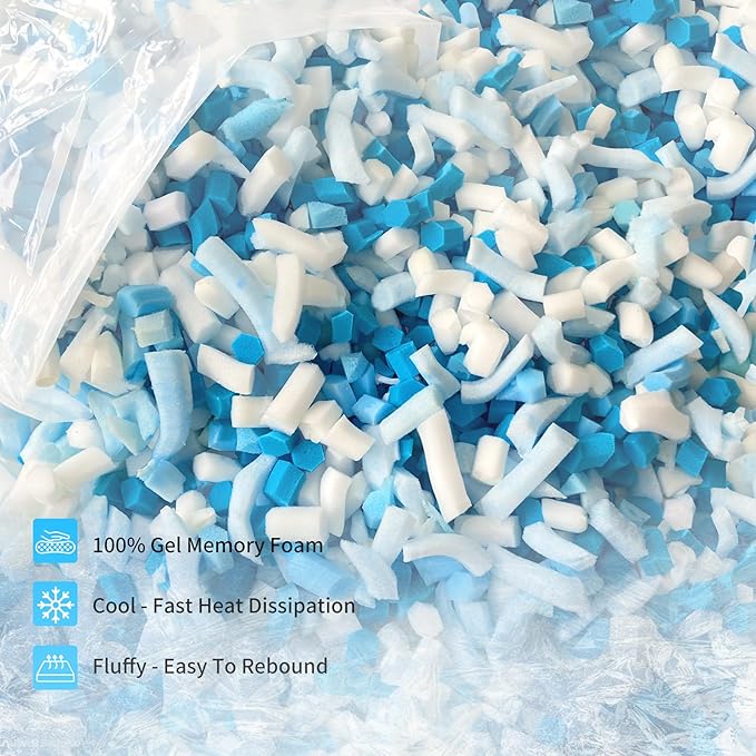45LBS Shredded Memory Foam Filling Bean Bag Filler, Added Gel Particles Comfortable and Soft,Very Suitable for Filling Bean Bags, Pillows,Dog beds, Couch Cushion