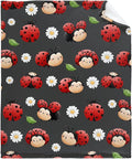 Thuswarm Cute Watercolor Ladybugs Grey Flannel Throw Blanket Warm Cozy Soft Funny Print Blankets for Bed Couch Sofa Room Decoration Gifts 40”×30” XSmall for Pets