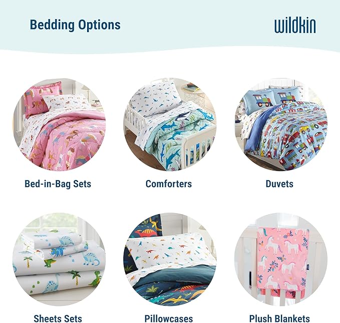 Wildkin 5-Piece Twin Bedding Set – 100% Cotton Comforter, Sheets & Pillowcase for Cozy Cuddles - Jurassic Dinosaurs