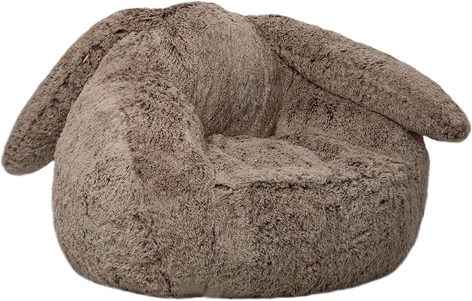 Bean Bag Chair for Adults Kids Giant Fluffy Plush Bean Bag Sofa with Filler Faux Fur Rabbit Shaped Beanbag Chairs Comfy Accent Floor Couch for Gaming, Reading in Bedroom, Living Room, Dorm