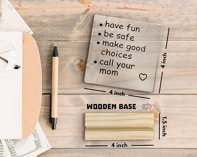 Call Your Mom Desk Decor, Funny Acrylic Sign, Dorm Room Essentials, Inspirational Acrylic Plaque Sign with Wood Stand for Guys Girls College Dorm Room Decor, Son Daughter Graduation Gift