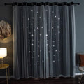 Kinryb Black Star Cutout Blackout Curtains Double Layer Curtains with Durable Sheer Curtains for Bedroom Thermal Insulated Window Treatment Set with 2 Tiebacks Black 52W x 63L 2 Panels