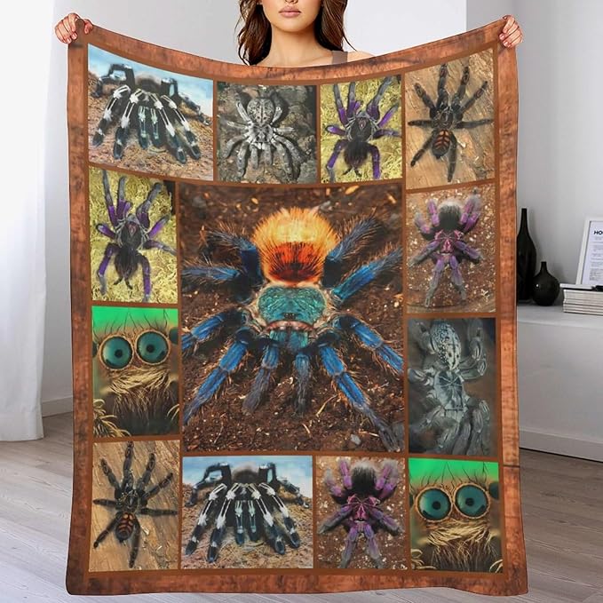 Tarantula Spider Blanket Gifts for Tarantula Lovers Tarantula Throw Blanket for Men Women Kids Adults Soft Warm Cozy Fleece Blanket for Couch Sofa Bed 50"x60"