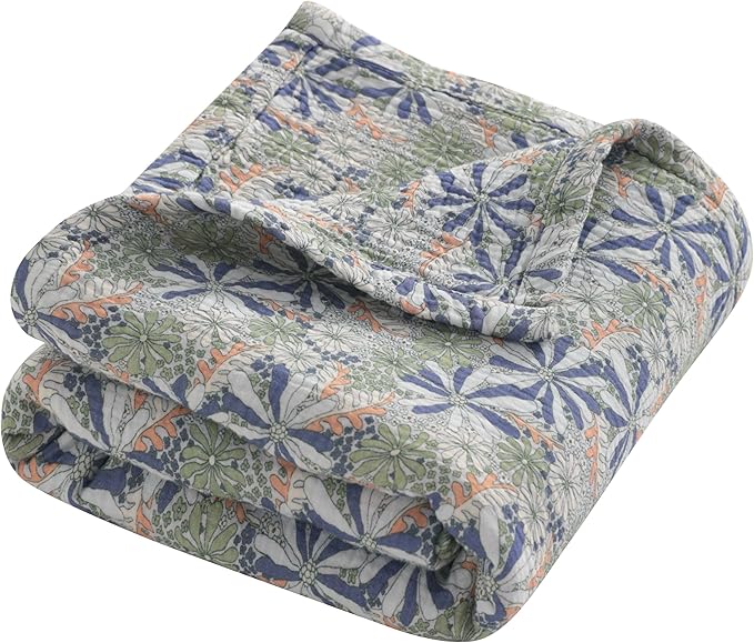 NTBAY 4 Layer Muslin Cotton Toddler Blanket, 30x40 Soft and Breathable Receiving for Newborns and Infants, Perfect for Crib, Stroller, Travel, Lightweight Nursery Blanket, Retro Floral Botanical