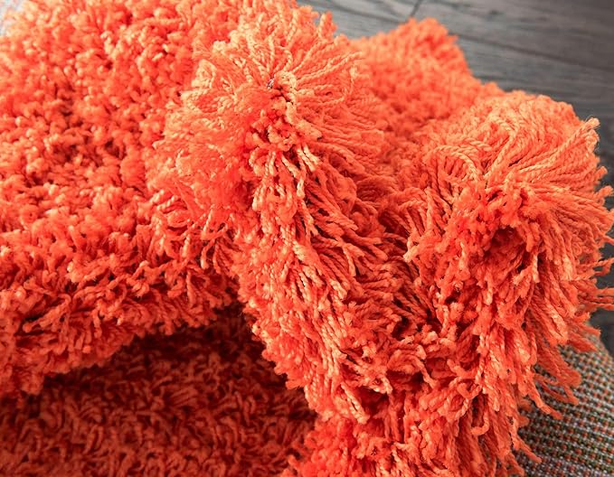 Unique Loom Solid Shag Collection Area Rug (2' 2" x 6' 5" Runner, Tiger Orange)