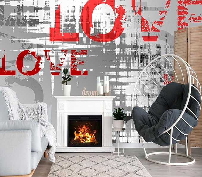 XMPMBM-Graffiti Art backsplash Large Decorative Wallpaper Colorful Alphabet Bedroom Bathroom Wall Mural- W 154" X H 105"（112 Square Foot）