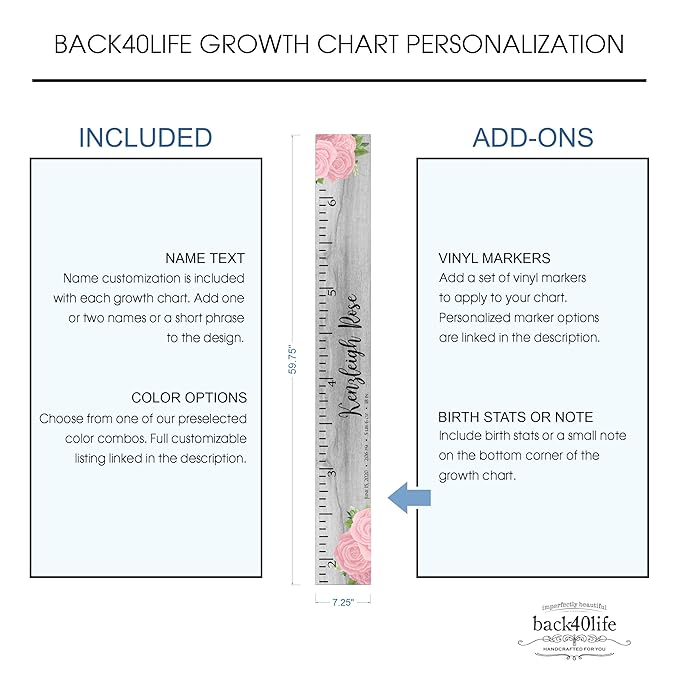 Wooden Kids Growth Chart Ruler for Boys and Girls (Haley)