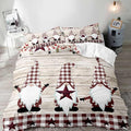 LUVIVIHOME 3PCS Christmas Gnome Duvet Cover Full Bedding Set, Primitive Country Rustic Farmhouse Bedding, Holly Berry Star Red Buffalo Plaid Checkered Comforter Bedspread Quilt Cover, 2 Pillow Shams