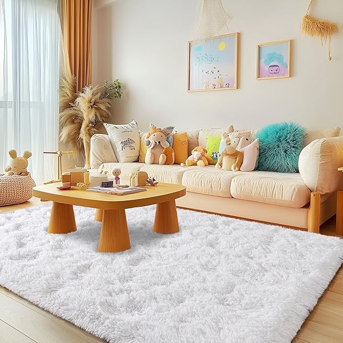 8x10 Carpet Fluffy Rug for Living Room - Large Nursery Thicked Fuzzy Plush Rug for Bedroom 8x10 Area Rugs White