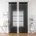 Black Linen Look Sheer Curtains 108 Inches Long 2 Panels, Rustic Textured Light Filtering Drapes, Dark Moody Window Decor, Floor to Ceiling Pinch Pleat Curtain with Hooks