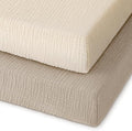 Muslin Pack and Play Sheets Fitted, 100% Cotton Mini Crib Sheets 2 Pack for Pack N Play Mattress, Stretchy Playard Sheet, Soft and Breathable Beige & Khaki