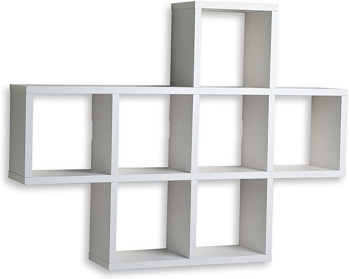 Danya B. Decorative Shelf - Wall Mount or Free-Standing - Square Cubbies Shelving Unit (White)