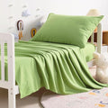 NTBAY Toddler Sheet Set - 3-Piece Microfiber Crib Sheet Set - Flat Sheet, Fitted Sheet, Pillowcase - Solid Toddler Bedding, Green