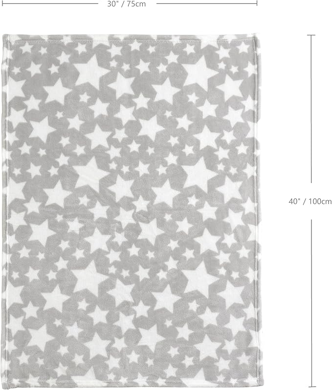CREVENT 30"X40" Cozy Soft Warm Fleece Baby Blanket for Girls Boys, Newborn Essentials for Infant, Baby Shower Receiving Gift - Star Grey 75X100cm + Hugging Bunny