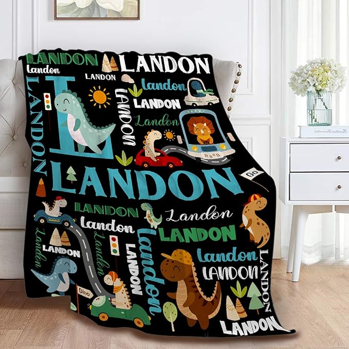 Custom Dinosaur Truck Blanket Gifts for Girls Boys Women - Super Soft Cozy Warm Throw Sheet for Couch Bed Sofa Office Decor All Season 40"x50" for Kids/Children