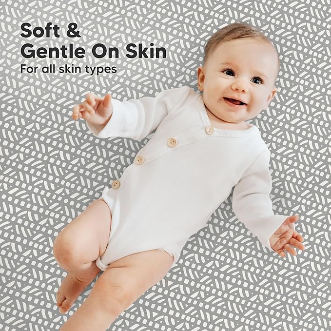 2-Pack Mini Crib Sheets Fitted - 38x26 Pack N Play Sheets for Pack and Play Mattress, Organic Cotton, Soft & Breathable Playard Bedding, Neutral Mini Toddler Bed Cover for Boys, Girls (Nordic)