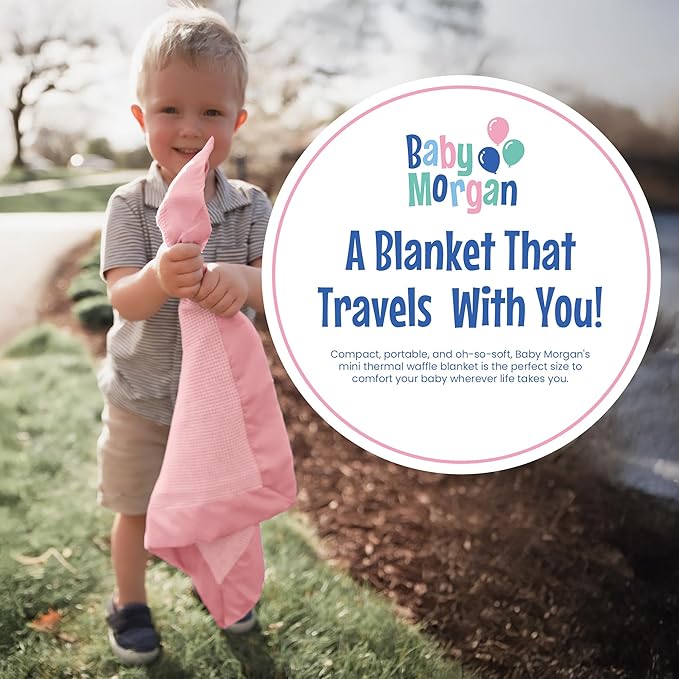 Thermal Waffle Knit Baby Blanket - Soft Breathable Mini Blanket for Newborns and Infants - Toddler Blankey for Strollers, Travel, Naptime, Nursery and More - 18" x 20" (Pink, Nylon Trim)