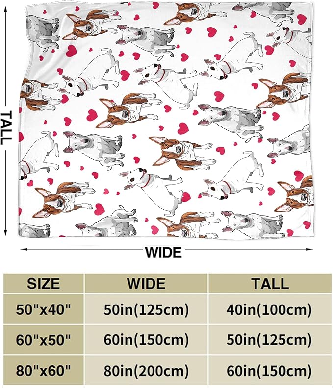 Bull Terrier Gifts and Decor - Cute Dog Throw Blanket for Girls, Women, Kids, Adults - Soft Warm Cozy Fleece for Couch, Sofa, Bed - 60"x50"