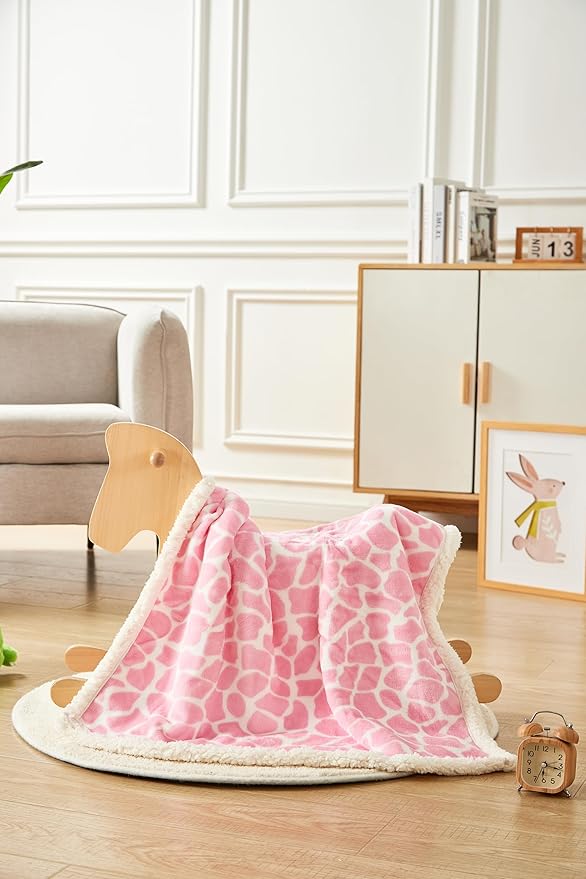 Flannel Baby Blanket Reversible Super Soft Blankets for Boys Girls Infant Newborn Sherpa Receiving Blankets for Crib Stroller Pink 30" x 40"