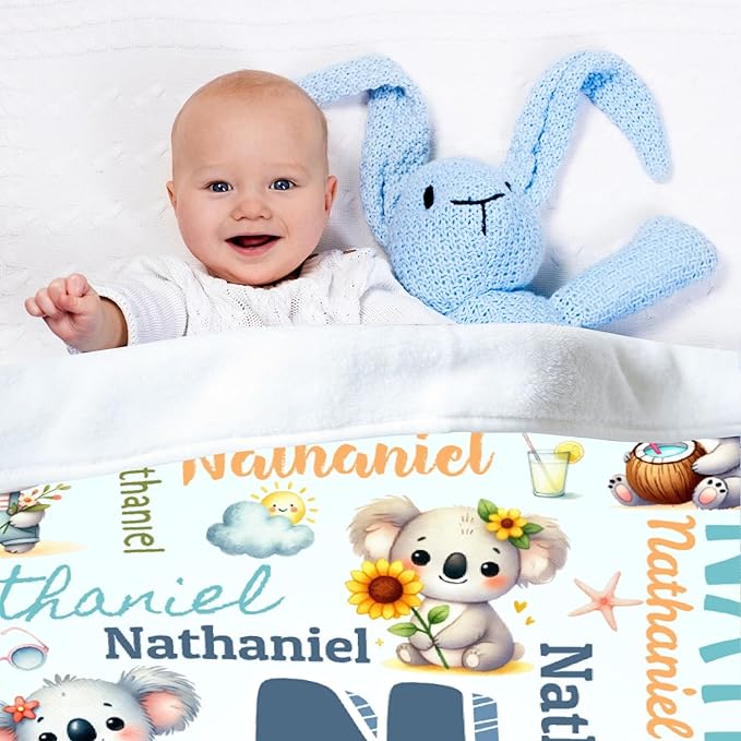 Personalized Custom Koala Preschool Blanket Gifts for Baby Toddler Kids Boys Girls - Customized Koala Super Soft Lightweight Flannel Sheets Decor for Crib Nap Couch - 30"x40" for Baby/Pets