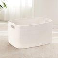 72L Large Baby Girls Laundry Basket for Nursery Storage,Cute Woven cotton Rope Baskets for Kids Toy，Gifts,Boho Square Wicker Blanket hamper for Living Room,Bedroom Dirty Clothes, White