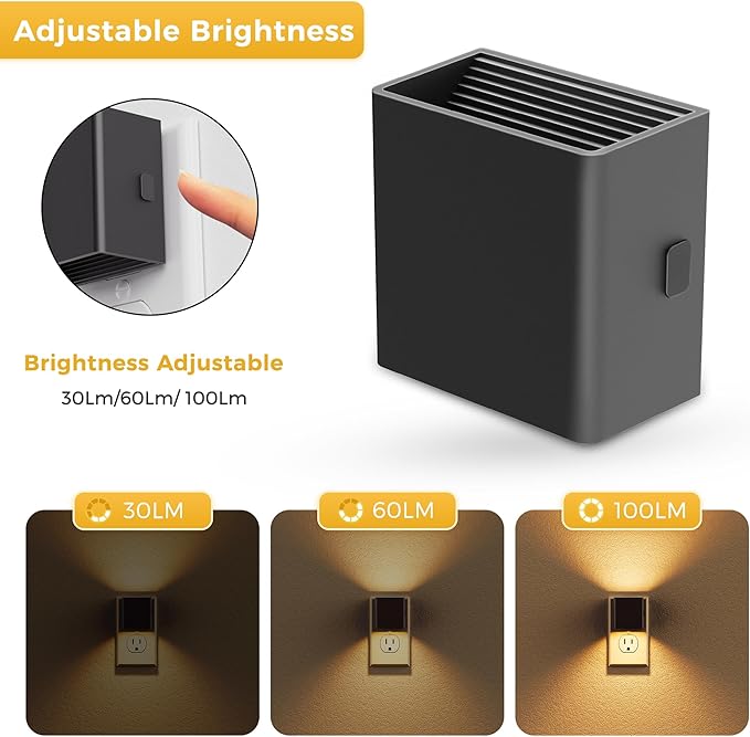 L LOHAS LED Night Light,[2-Pack] Night Lights Plug into Wall with Dusk to Dawn Sensor,Brightness Adjustable,3000K Soft White,Plug in Nightlight for Adults Bathroom Hallway Kitchen