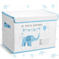 LemonRoad 16x12x12inch Baby Memories Keepsake Box Baby Shower Blue White Elephant First Keepsake Box New Parent Newborn Baptismal Birthday Gift for Mementos Travel Loved Ones Treasured Keepsakes