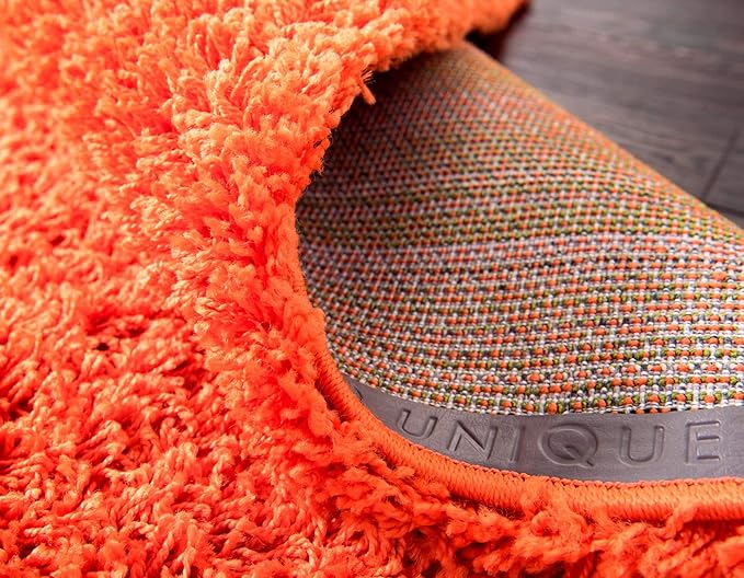 Unique Loom Solid Shag Collection Area Rug (2' 6" x 13' 1" Runner, Tiger Orange)