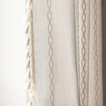 Deeprove White Boho Curtains 84 Inches Long for Bedroom Living Room, Cream Chic Linen Cotton Embroidered Semi Blackout Bohemian Farmhouse Window Treatment Drape Vintage Tassels, 1 Panel W52 x L84