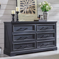ACCOHOHO Farmhouse 6 Drawer Dresser for Bedroom, 52 Inch Wide Modern Dresser TV Stand with Large Drawers & Bar Handles, Rustic Wood Chest of Drawers for Bedroom, Living Room, Hallway, Black