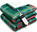 Electric Blanket Heated Twin, Soft Flannel 62"x84" Plaid Heating Blanket with 8 Hours Auto Off 10 Fast Heating Levels Machine Washable Sherpa Heated Blanket with Overheating Protection