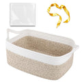 OIAHOMY Small Woven Rope Basket with Gift Bags and Ribbons, Gift Basket Empty for Baby Shower Birthday, Halloween, Christmas, Cute Cat Ear Handles for Shelf Living Room Bathroom, Grey & White