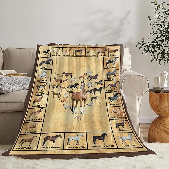 Tijuboni Horses Throw Blanket Horse Gifts for Girls Boys Women Men Kids Adults Soft Flannel Fleece Blanket for Couch Sofa Bed Home Decor 40"x50"