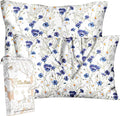 Silk Pillowcase 2 Pack - Pillow Cases 20" x 36" King Size Set of 2 for Hair and Skin Smooth Soft Breathable with Hidden Zipper Cooling Pillow Covers for Sleeping, Blue Daisy