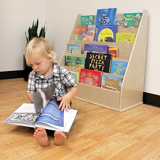 Factory Direct Partners 13132-NT Birch Book Display Stand, 5-Shelf Storage for Kid"s Books and Magazines for Bedroom, Playroom, Daycare, Preschool or Classroom - Natural