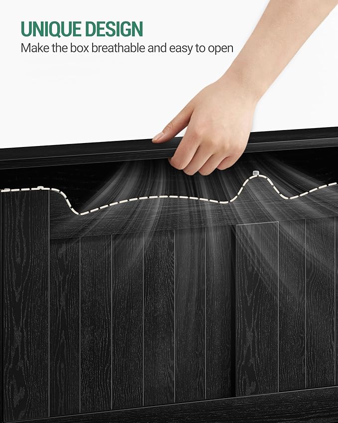 39.4" Storage Chest, Storage Bench Trunk with 2 Hinges,Wooden Box, Lift-Top Chest Organizer, Shoe Bench for Entryway, Bedroom, Living Room, Black SB01004X