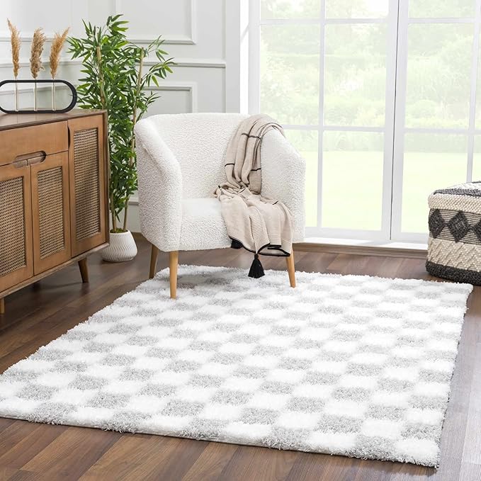 Hauteloom Atira Living Room, Bedroom Area Rug - Contemporary - Plush Pile - Light Gray, Cream - 9'2" x 12'