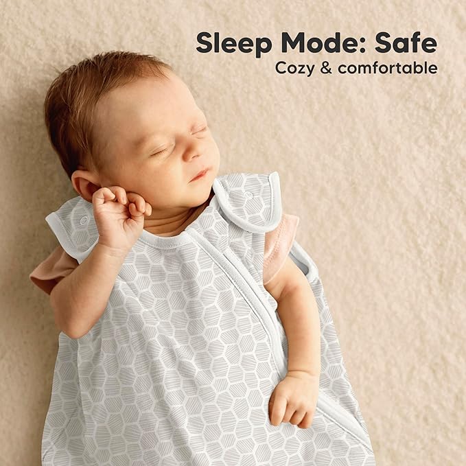 2-Pack Organic Baby Sleep Sacks, 100% Cotton - Soft & Breathable 0.5TOG Baby Wearable Blanket, Toddler Sleeping Sack 0-6 months,Easy to Wear Transitional Swaddles for Newborns,Infants (Bumble Bear, S)