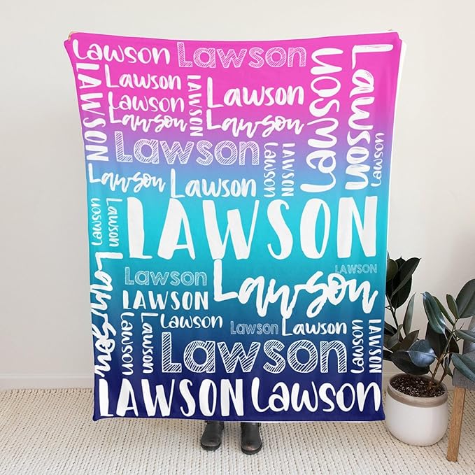 Dr.TOUGH Personalized Blankets with Name Customized Baby Blankets for Girls Boys Adults Monogrammed Blankets and Throws Christmas Birthday Mothers Valentines Day Gift (Z-Colorful 01, 40''×50'')