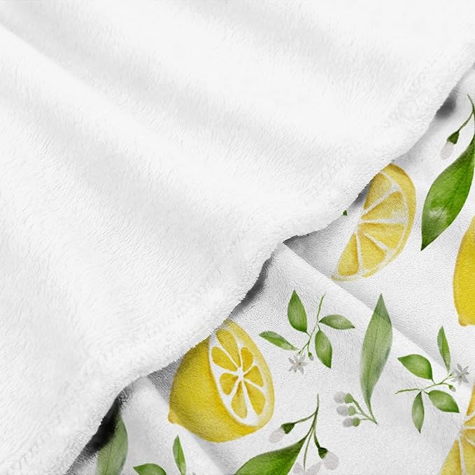 Thuswarm Watercolor Lemon Fruit Print Flannel Throw Blanket Warm Cozy Soft Funny Print Blankets for Bed Couch Sofa Room Decoration Gifts 40”×30” XSmall for Pets