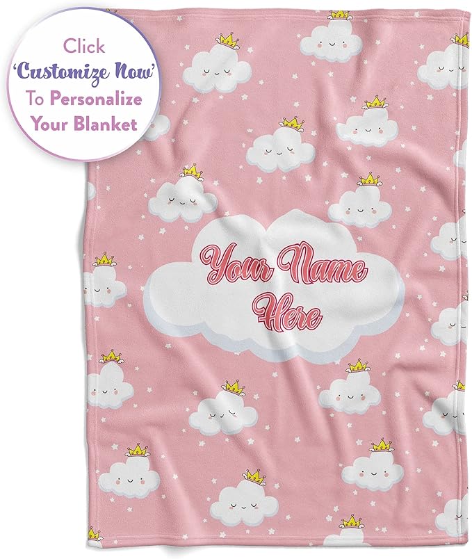 Personalized Cloud Blanket for Girls | Kids Cloud Unicorn | Custom Plush Fuzzy Rainbow for Toddler | Customized Little Girl Throw Blankets | Baby Girl Sofa Bed Birthday Sherpa 50x60