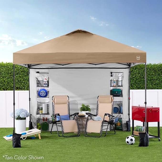 Best Choice Products 10x10ft Easy Pop Up Canopy w/Side Wall, 10 Pockets, Portable Carrying Case, 1-Button Setup, 4 Weight Bags - Orange