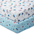 LollyBanks Muslin Crib Sheets 2 Pack, 100% Cotton Soft and Breathable Crib Fitted Sheet for Standard 52"x28" Mattress, Cozy and Snug Baby Bed Sheets, Baby Boy Essentials (Ice Hockey and Hat Print)