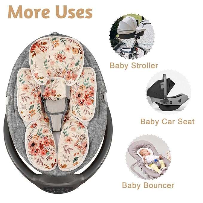 TANOFAR Infant Car Seat Head Support, Soft Baby Carseat Head & Body Support, Autumn Baby Car Seat Insert Cushion for Newborn Girls