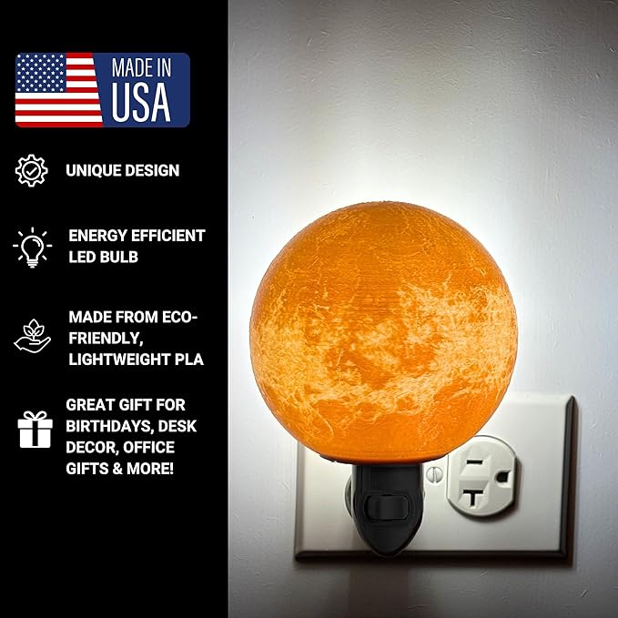 Moon Night Lights | Night Lamp LED Light | 3D Solar System NightLight, Planet Home Décor, Space Nursery, Kids Room, Space Gift, Birthday Gifts, Bedroom Decorations (Venus, 4 Inch)